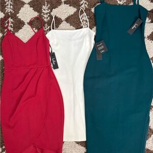 Lulu's Red, White, and Teal Midi Dresses